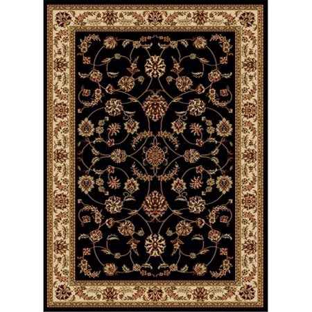 AURIC 1596-1312-BLACK Como Rectangular Black Traditional Italy Area Rug, 7 ft. 9 in. W x 11 ft. H AU821834